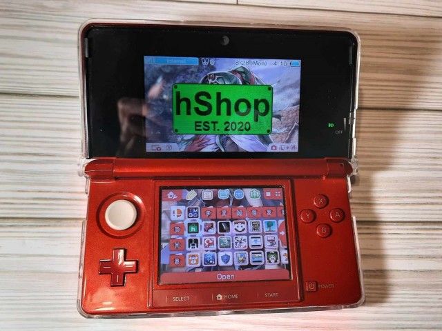 Nintendo 3DS System - Flame Red - Charger and Case - PRE-LOADED WITH GAMES