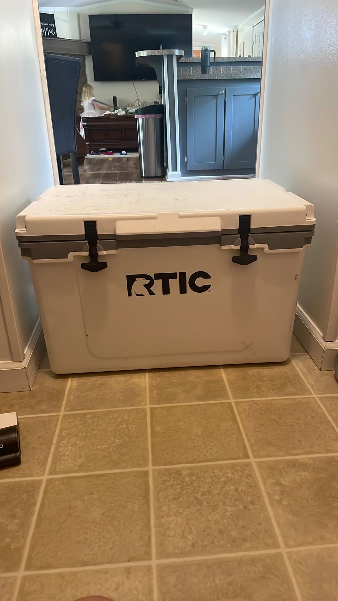 Large White & Gray Rtic Ice Chest