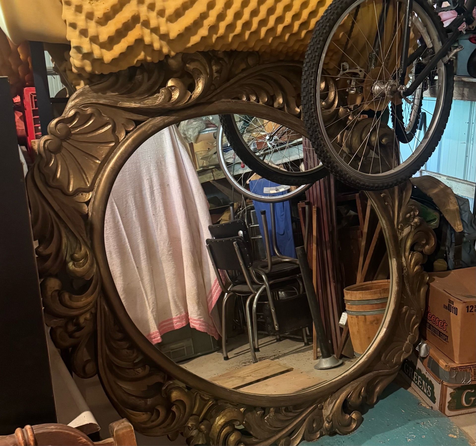 Gorgeous ornate Baroque Oval mirror oversized