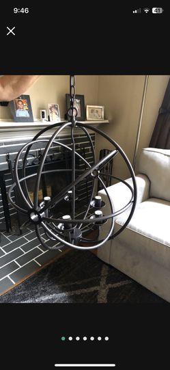 Bronze Metal Round Cage Chandelier -6 Bulbs
