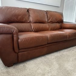 Leather Couch, Distressed Brown