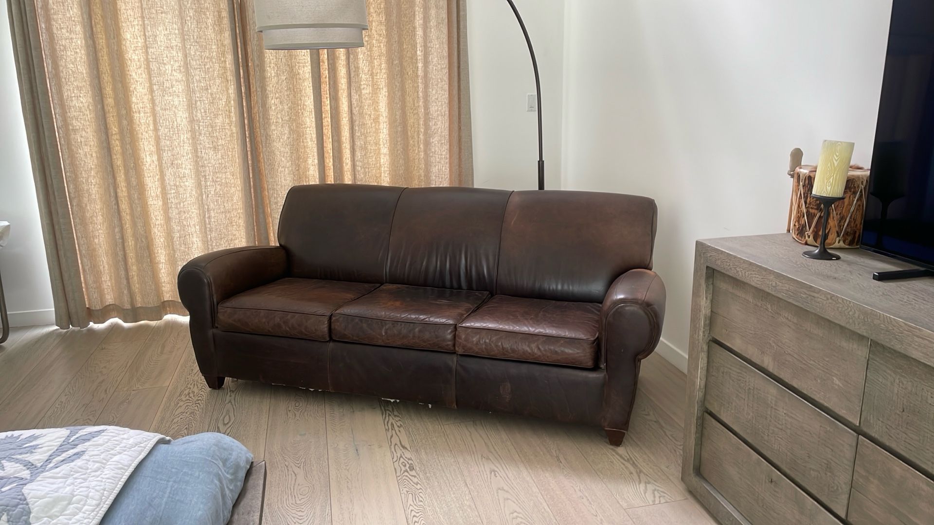 Pottery Barn Leather Sofa Espresso