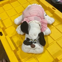 Vintage 1985 Tonka Pound Puppy Puppies Dog Plush Large 18" White Brown Spots
