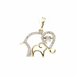Woman’s Ladies 10k Yellow Gold Diamond Mother and Baby Elephant Pendant GP3137146