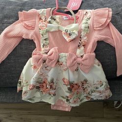 Floral Baby Dress with headband 