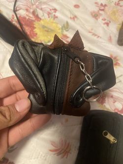 Vintage Real Cow Leather Animal Coin Purse - Handmade