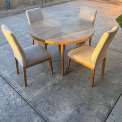 Round Wood Dining Table with 4 Chairs