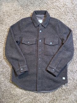 Vuori Sycamore Sherpa Jacket Gray Fleece Button Up Mens Size XS