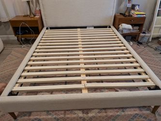 West Elm Upholstered Platform Bed Frame with Headboard