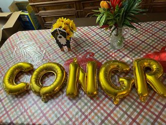 CONGRATS Foil Balloon Banner - Gold Colored