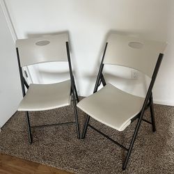 Two LIFETIME Almond Folding Chairs