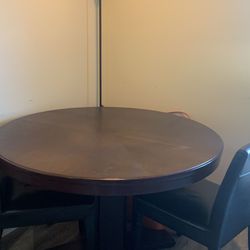 Brown Round Dining Table with 2 CB chairs