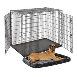 Dog Crate, XX-Large Heavy Duty Double Door Wire Crate, 54 inch