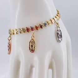 Virgen De Guadalupe Pulsera Oró Laminado Italiano18k/.          Virgin of Guadalupe Bracelet Italian 18k gold plated
