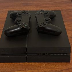 PS4 With 2 Controllers and Plugs With 20 Plus Games 