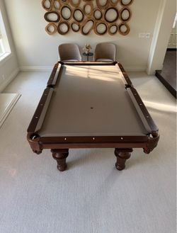Olhausen 8’ Pool Table + Cues & Rack – table cover - Made in USA – Complete Set