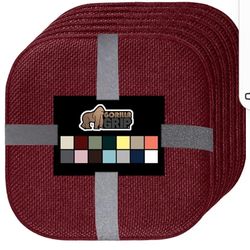  Comfortable Pads for Dining Room, Kitchen Table, Office Chairs, Stay in Place Backing, Comfortable Microfiber Seat Pad Cushion, Set of 6, 16x16, Wine