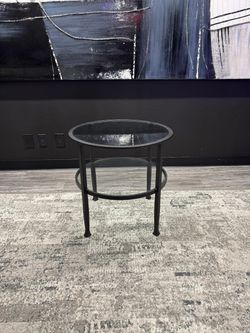 OFS 24”H x 24” Round Steel and Glass Top End Table