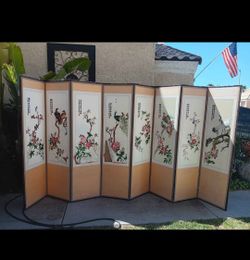 Vintage Chinese Hand Embroidered Silk 8 Panel Room Divider! Flawed/Valuable$$$