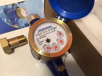 Water Meter, Cold Water Meter for Garden and Home, 3/4"NPT Couplings