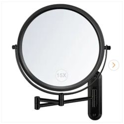 GQB
8.5 in. W x 8.5 in. H Round Folding Tabletop Mirror Bathroom HD Makeup Mirror with 1X/15X Magnification-Black