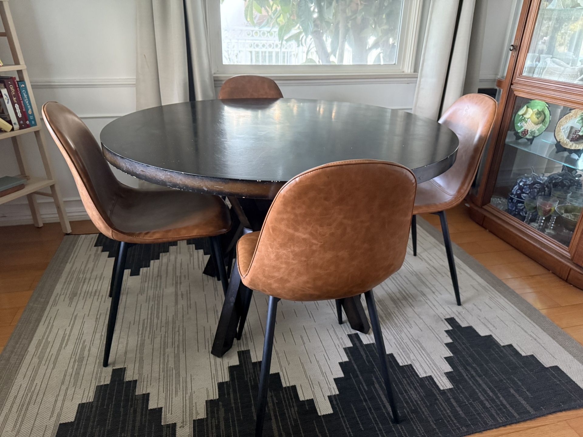 Circular Dining Table Dark Brown