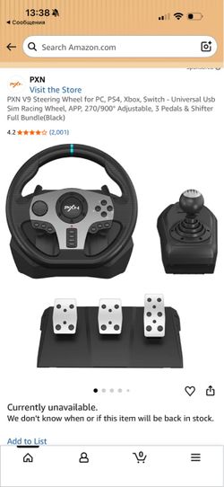 PXN V9 Gaming Racing Wheel + Pedals, Shifter & Stand Bundle