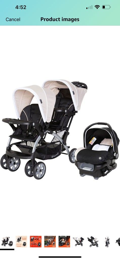 Baby Trend Infant and Toddler Double Stroller & Car Seat Combo, 2 Pc Set, Khaki
