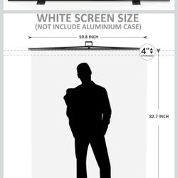 RAUBAY 59.8 x 82.7in Collapsible White Backdrop Screen Portable Retractable Panel Photo Background with Stand