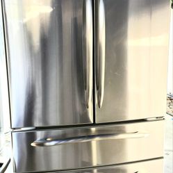 GE DOUBLE FREEZER DRAWERS STAINLESS STEEL REFRIGERATOR 
