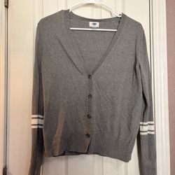 Old Navy Grey & White Button Up Sweater / Cardigan 