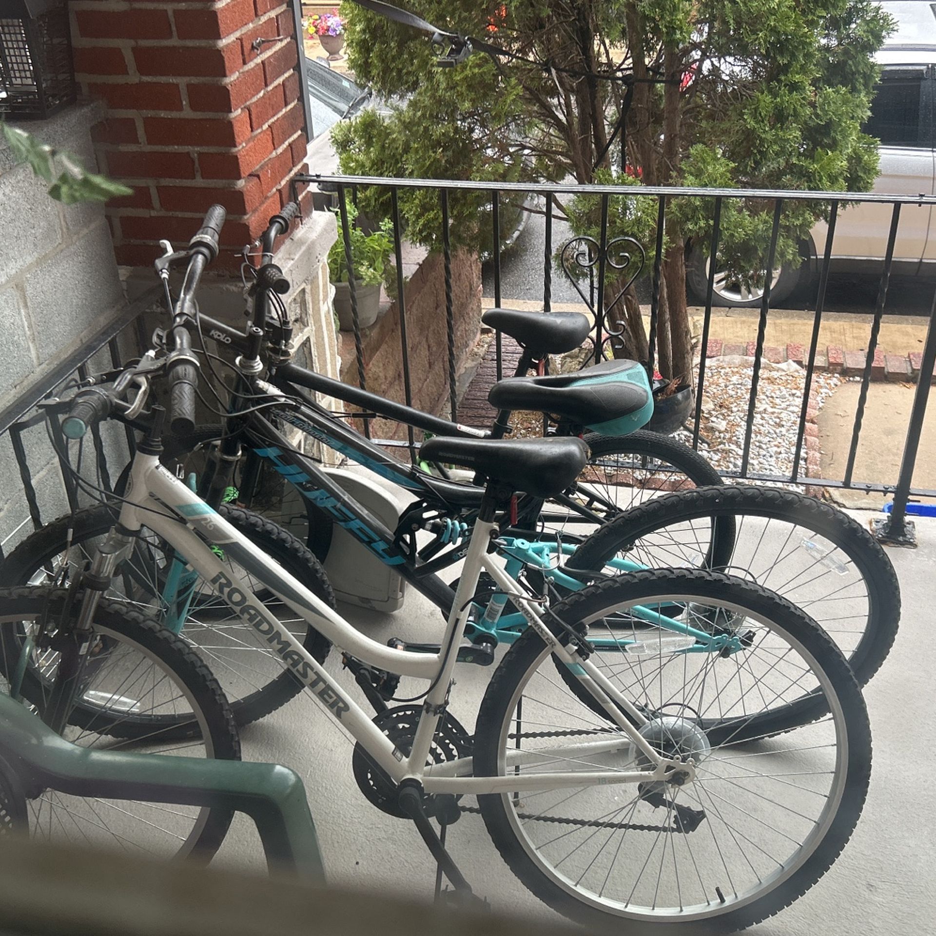 white and blue bike for sale