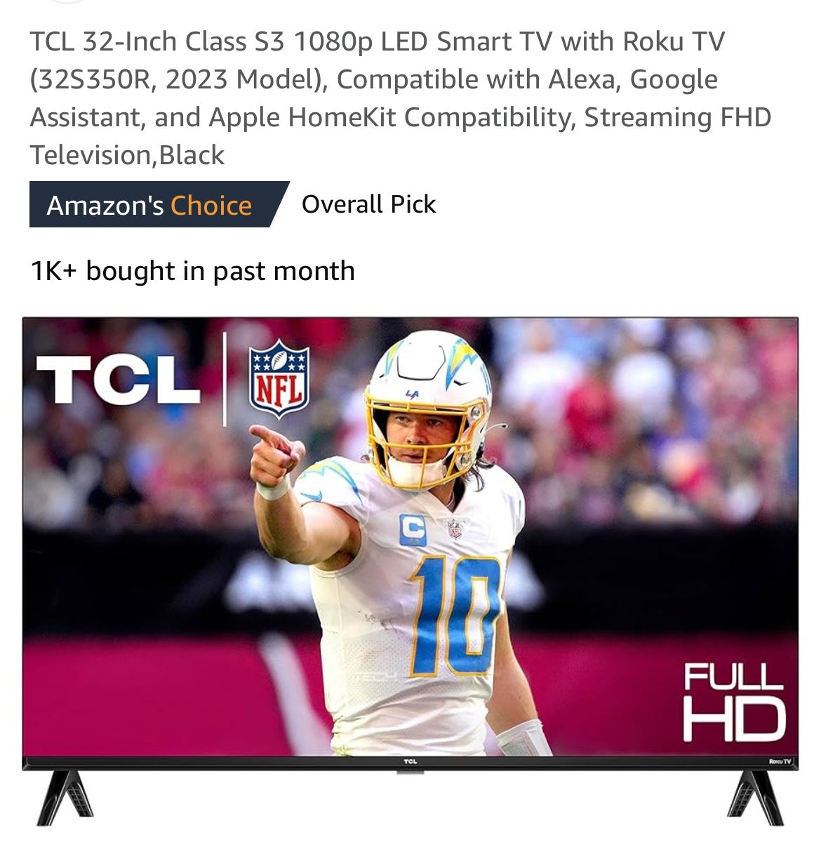 TCL 32-Inch Class S3 1080p LED Smart TV with Roku TV