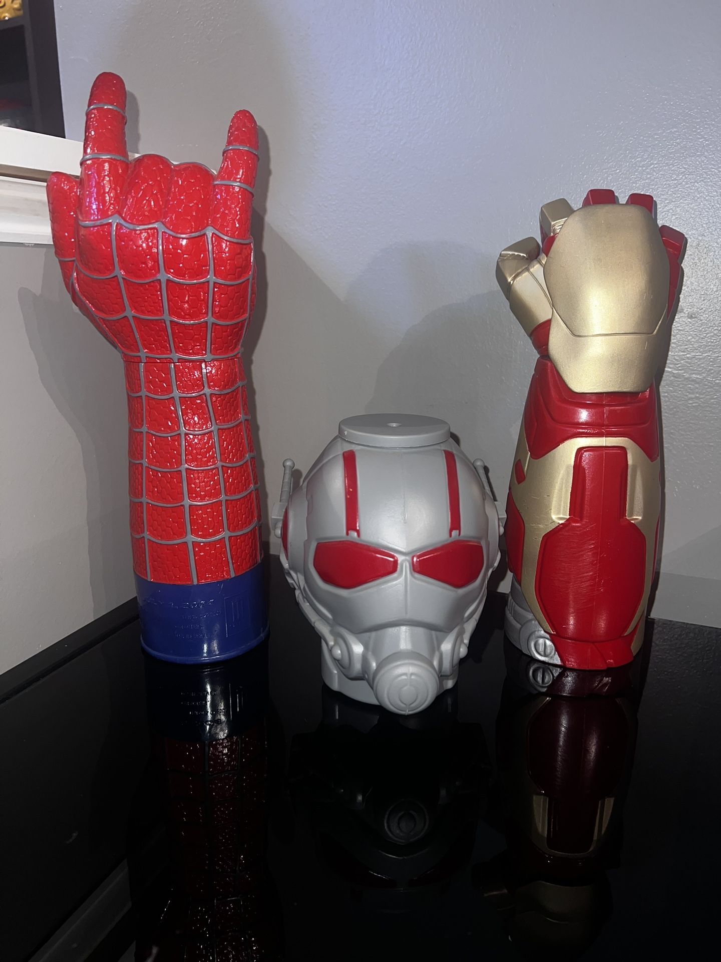 Marvel Theater Drink Cups: Spider-Man 2(2004); Ant-Man(2015); Iron Man 3(2013)