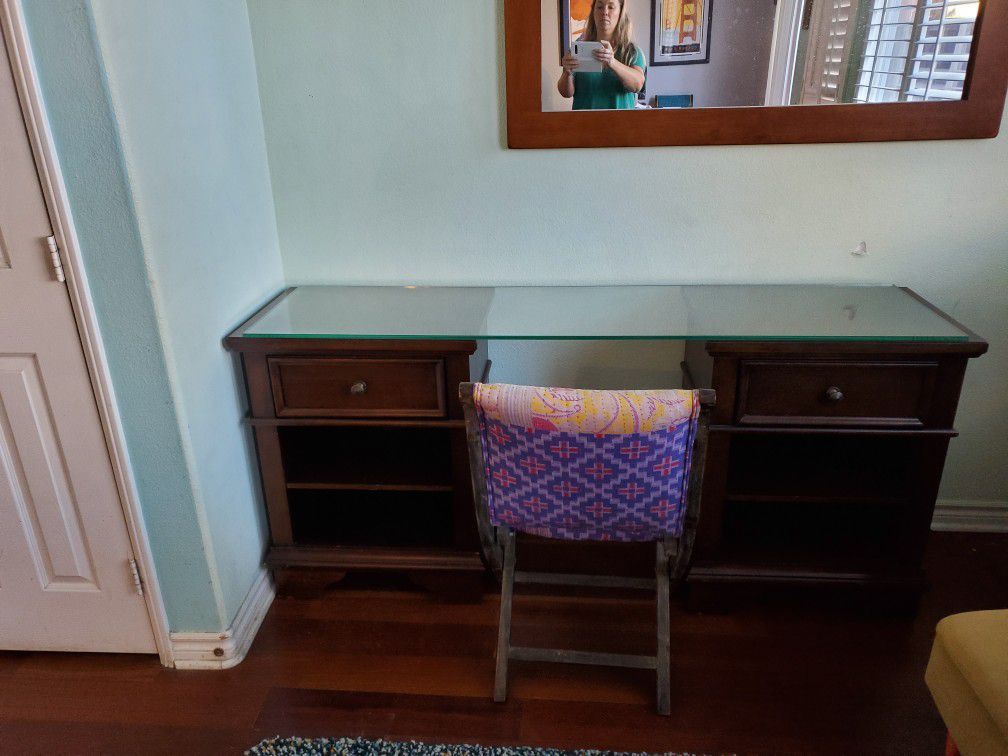 Night stands small dressers or desk with glass shelf