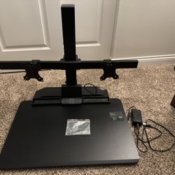 Electric Sit-Stand Desk Converter with Dual Monitor Mount