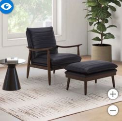 Hepbern Leather Chair with Ottoman