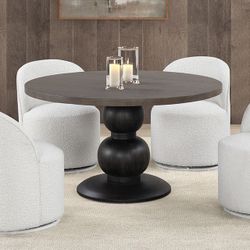 Round Wood Dining Table 54” - Free Delivery ✅ Contemporary Round Dining Table Espresso Finish