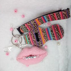 Crocheted Lips Keychain Sets