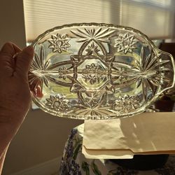 Vintage Early American Prescut by Anchor Hocking Divided Candy/relish Dish