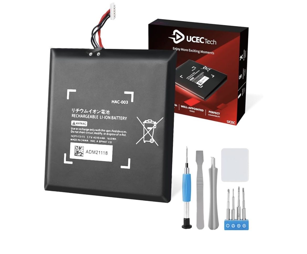 HAC-003 Battery Replacement Compatible with Nintendo Switch 2017 Console HAC-001, 4310mAh Battery Pack with Repair Tool Kit