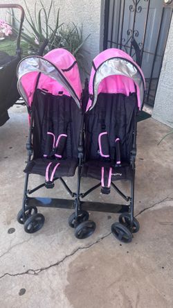 Foldable Double Pink Stroller