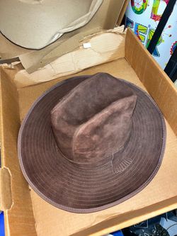 Vintage Artel Men’s Brown Suede Leather Cowboy Western Hat 7 1/8 Stitched Brim with Box