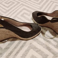 Michael Michael Kors Keegan Brown Espadrille Wedge Sandals 6