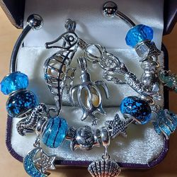 Beautiful Charm Bracelet & 3 Pearl Cage Charms