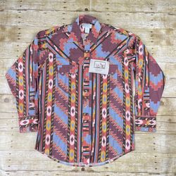 NWT Tru-West Rockmount Ranch Wear Custom Fitted Aztec Print Pearl Snap Western S