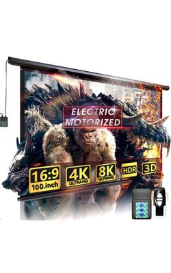 BNIB 100" Motorized Electric Projector Screen with Remote (16:9 HD)