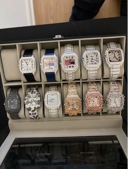 Lot of 10 Iced Out Square Dial Watches