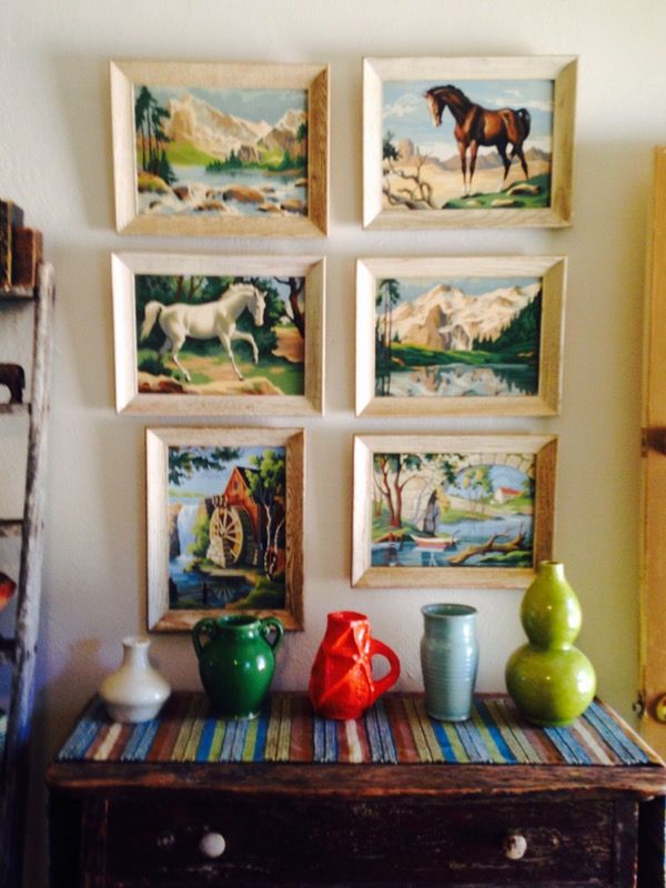 Set of Six Vintage Paint-by-Numbers Reduced to $58 for set of six