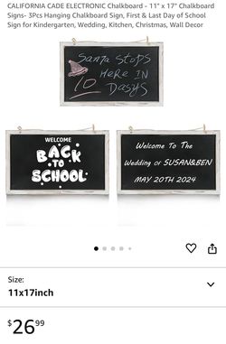 Chalkboard - 11" x 17" Chalkboard Signs- 3Pcs Hanging Chalkboard Sign, First & Last Day of School Sign for Kindergarten, We